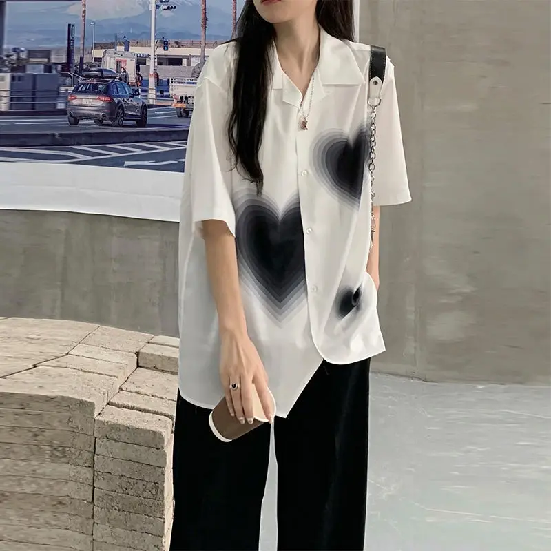 Top Trends: XEJ Chiffon Blouses Or Tops For Woman Elegant And Youth Woman Cool Blusas Aesthetic Heart Short Sleeve Shirt Summer Top 2022 Shoppable Styles