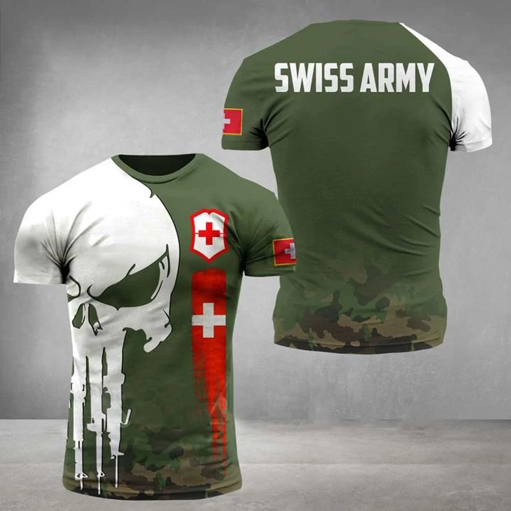 Top Trends: SWITZERLAND Army Men's T-Shirt Summer Round Neck Short Sleeve Swiss Veterans Print Shirt Casual Tops Tees Oversized Men's Tshirt Shoppable Styles