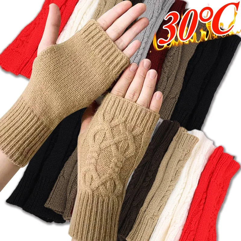 Top Trends: Hand-woven Fashion Woolen Knitted Fingerless Winter Gloves Soft Warm Wool Knitting Arm Flexible Hand Gloves Warmer For Men Women Shoppable Styles