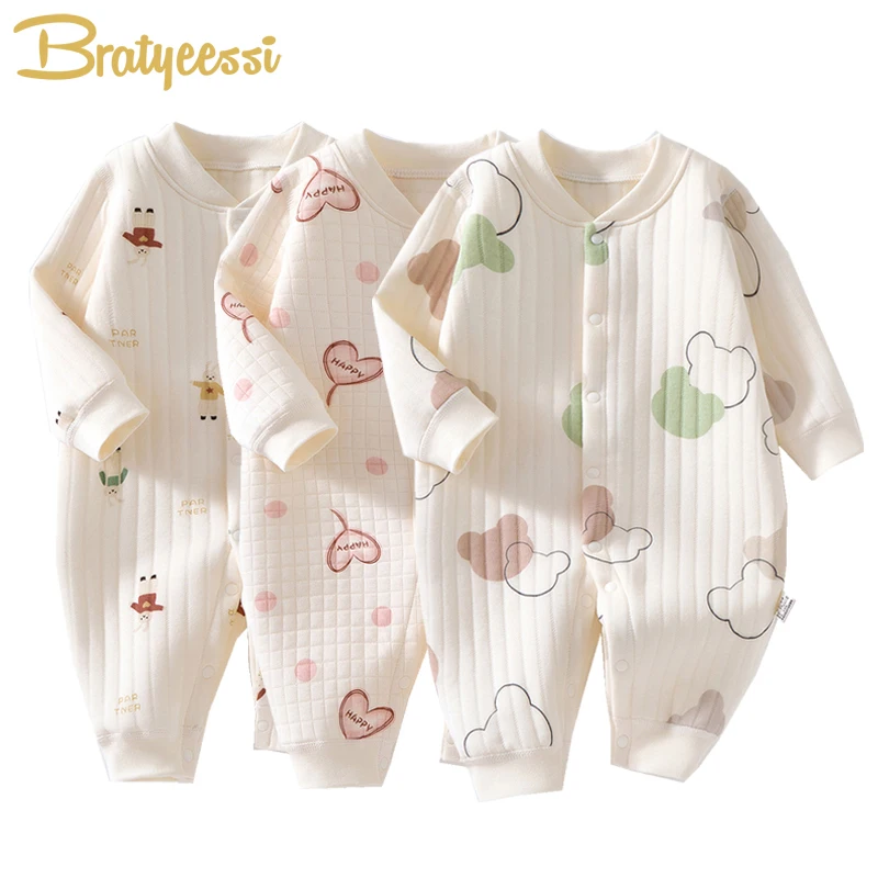 Top Trends: 3 Layers Newborn Romper Cotton Bear Bunny Cartoon Baby Girl Jumpsuit Autumn Winter Toddler Outfit Infant Onesie Kids Boy Clothes Shoppable Styles