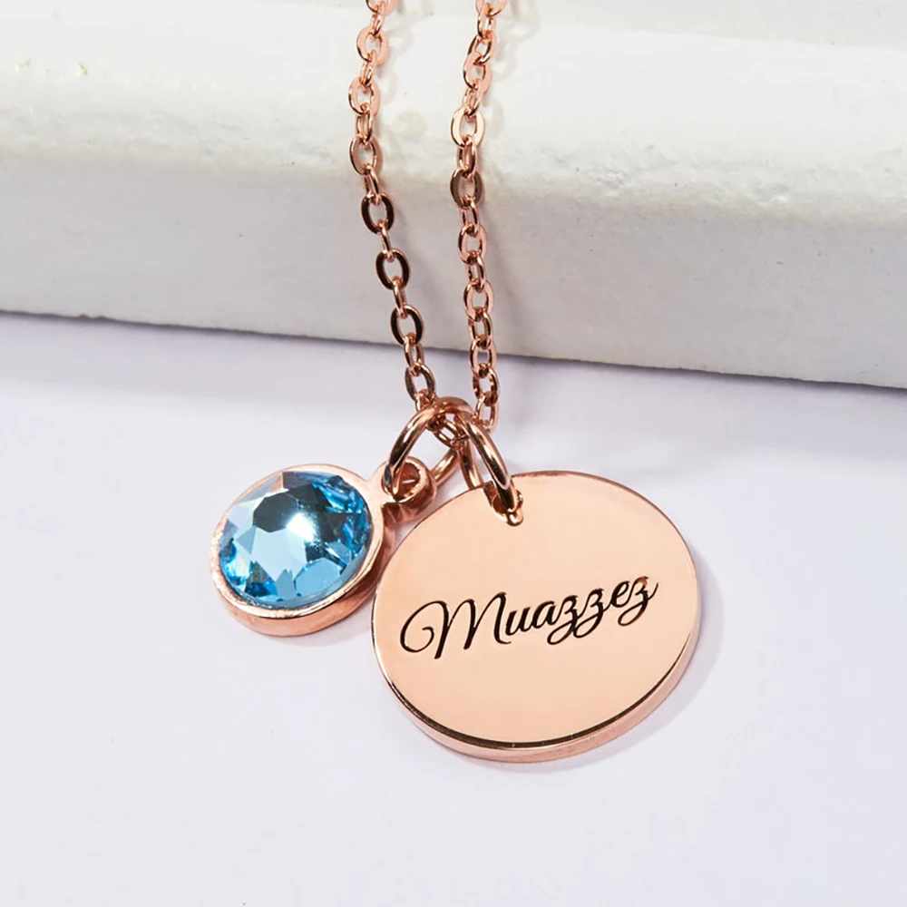 Top Trends: Mini-World Customized Solid Circle Carved Name Letter Necklace Birthstone Charm Stainless Steel Personalized Jewelry Gift Shoppable Styles