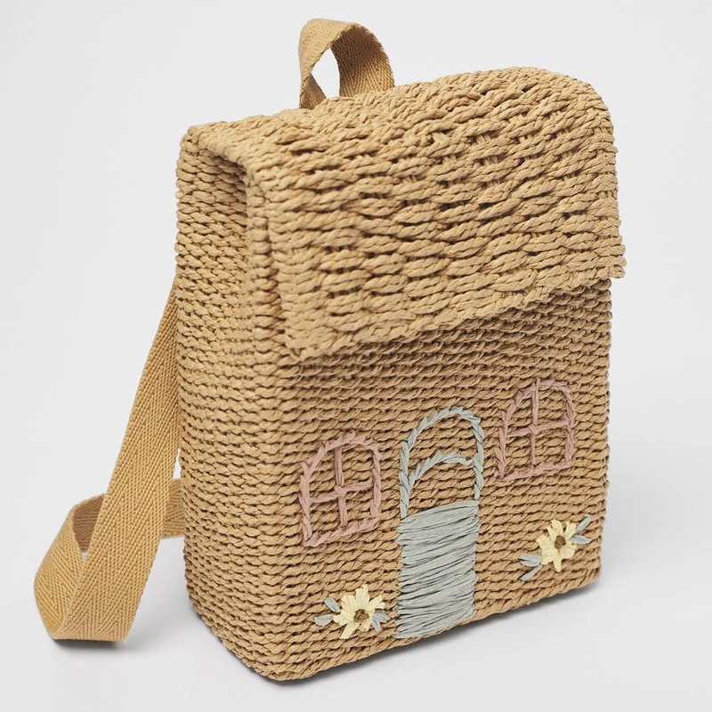 Top Trends: Double Shoulder Straw Woven Bag Children Backpack Straw Woven Bag Student School Bag Personality Hand Carrying Woven Backpack Shoppable Styles