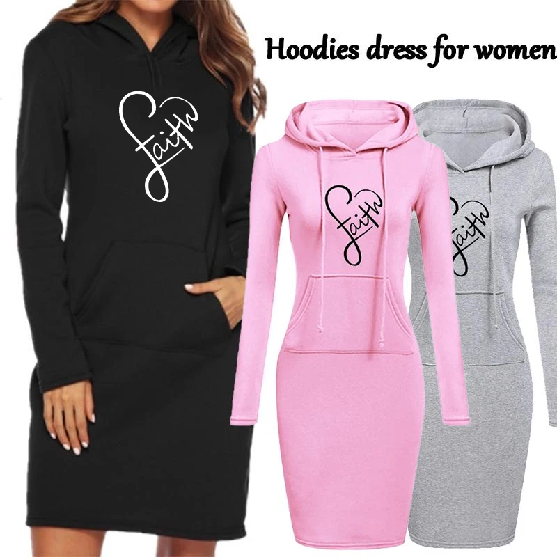 Top Trends: Ladies Autumn / winter Loving Printed Dress Slim Fit Long Hoodie Fashionable Hoodie Hooded Women's Long Sleeve Sweater 6 Colors Shoppable Styles