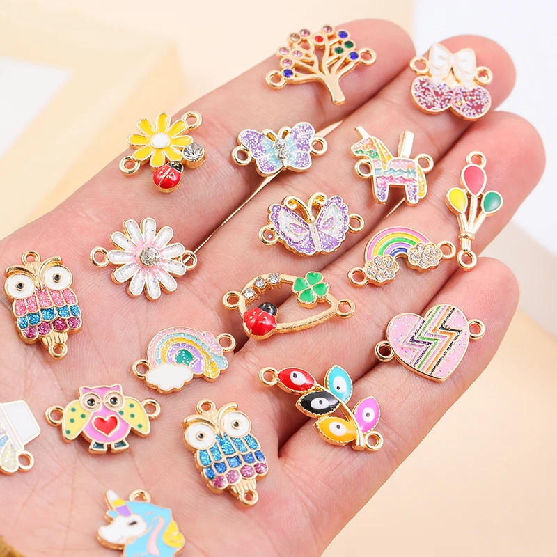 Top Trends: 20pcs / lot Mixed Animal Owl Flower Eye Enamel Connectors Pendant Charms DIY Necklace Bracelet For Jewelry Making Accessories Shoppable Styles