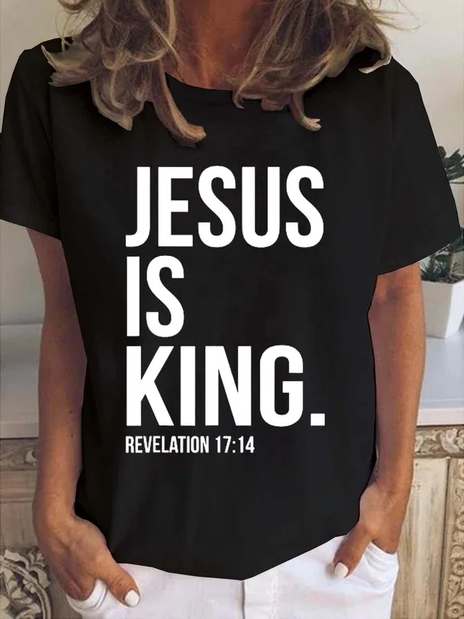 Top Trends: Jesus Is King Letter Print Women T Shirt Short Sleeve O Neck Loose Women Tshirt Ladies Tee Shirt Tops Clothes Camisetas Mujer Shoppable Styles