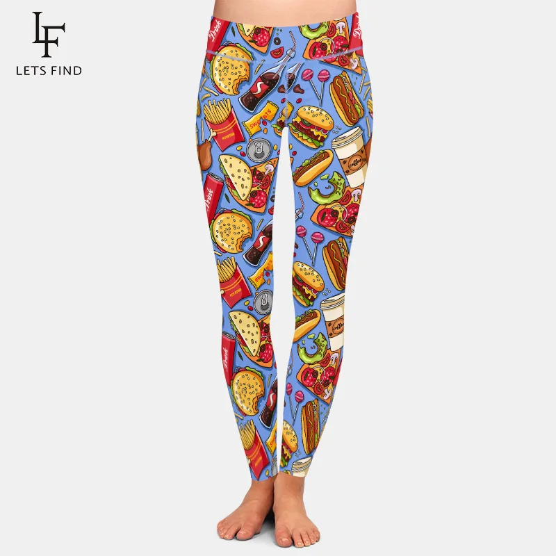 Top Trends: LETSFIND Leggings Fashion New Hot Women&#039;s Cola Burger Fries Digital Print Pants High Waist Trousers Stretch Leggings Shoppable Styles