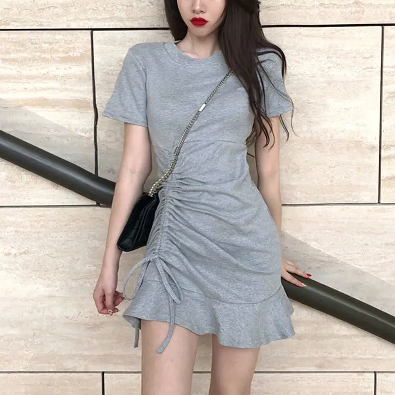 Top Trends: Clothing Shirt Female Dresses 2023 Bandage Women&#039;s Dress Ruffle Short Mini Tshirts One-piece Chic And Elegant Pretty Hot Loose X Shoppable Styles