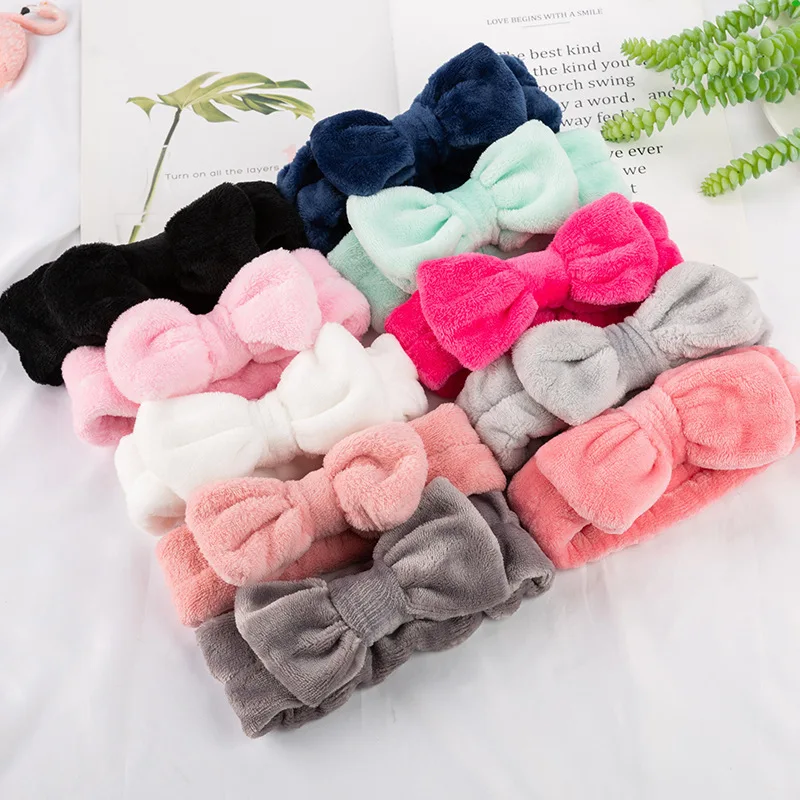 Top Trends: Soft Bow Spa Headbands Face Wash Solid Color Fluffy Bowknot Headbands For Women Shower Makeup Headbands Shoppable Styles