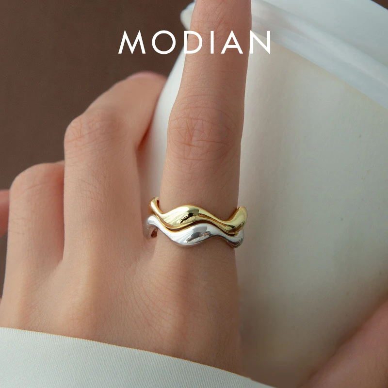 Top Trends: Modian 925 Sterling Silver Irregular Design Water Drop Stackable Finger Ring Trendy Adjustable Size 6-9 Rings For Women Jewelry Shoppable Styles