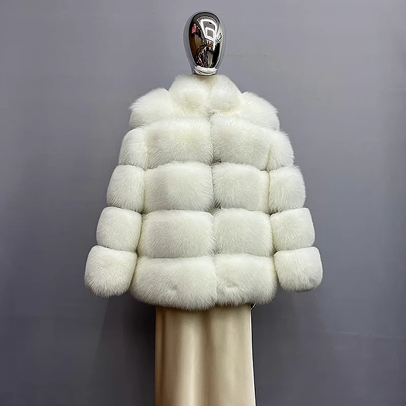 Top Trends: Women's Standing Collar Real Fox Fur Coat High Quality Large Horizontal Fox Fur Jacket Winter Luxury Women's Natural Fur Coat Shoppable Styles