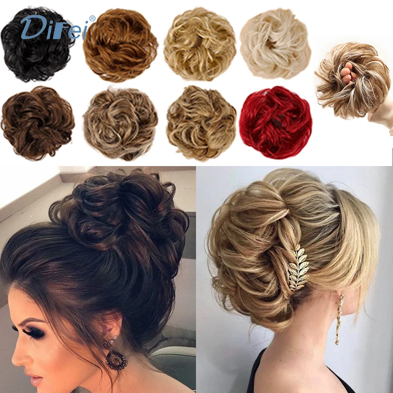 Top Trends: DIFEI Synthesis Bun Bows Wig Chignon Extension Women Scrunchie Hairpiece Accessories Hair Bands Curly Organic Fake Hair Shoppable Styles