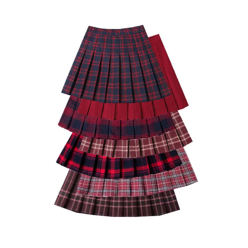 Top Trends: Red Plaid Pleated Skirt Women High Waist Mini Skirts Fashion Chic Ladies Girls Dance Skirts Harajuku Gothic Woman Short Skirt Shoppable Styles