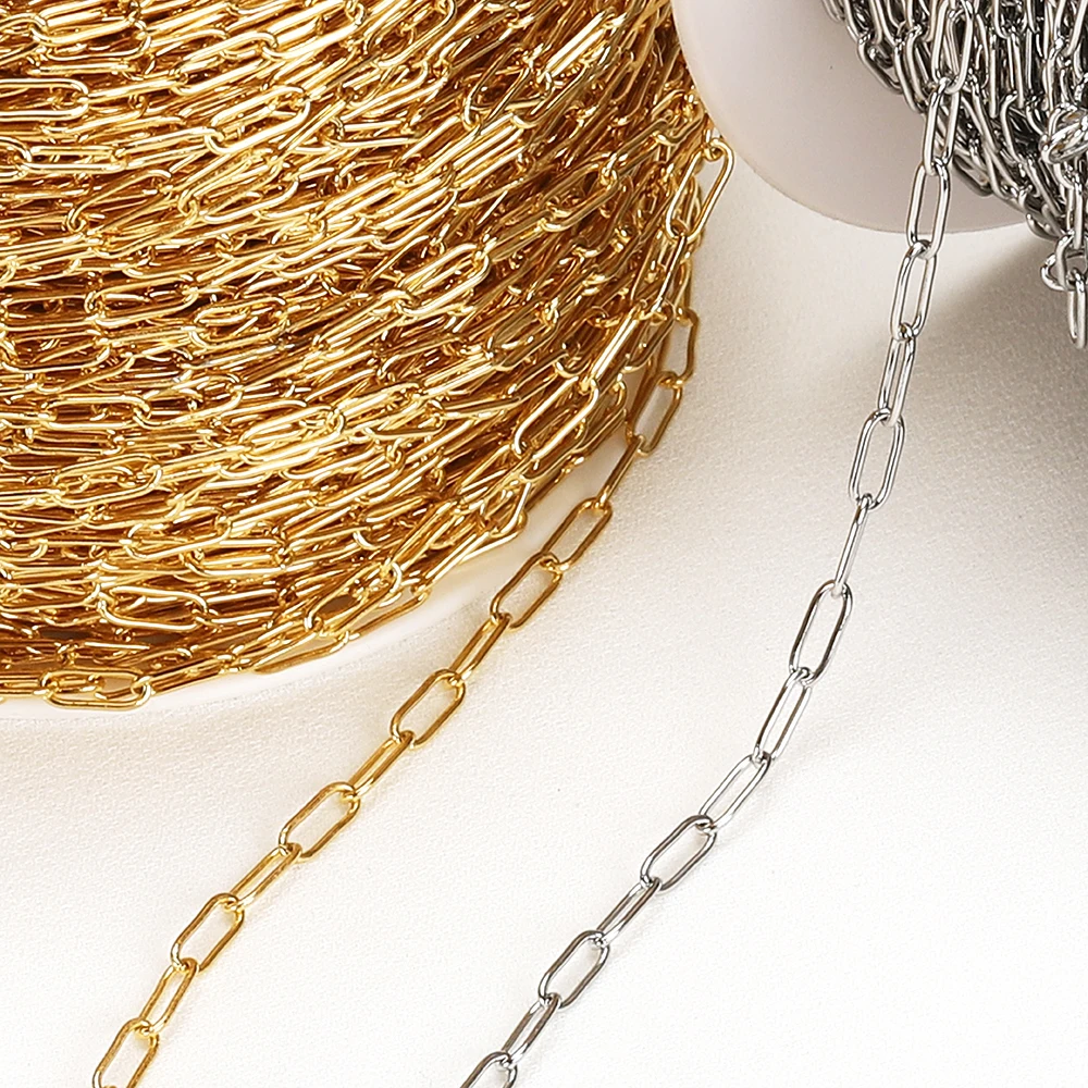 Top Trends: 2Meters 2.5mm Gold Stainless Steel Chains For Jewelry Making DIY Necklace Bracelet Choker Accessories Closed Link Oval Chain Shoppable Styles