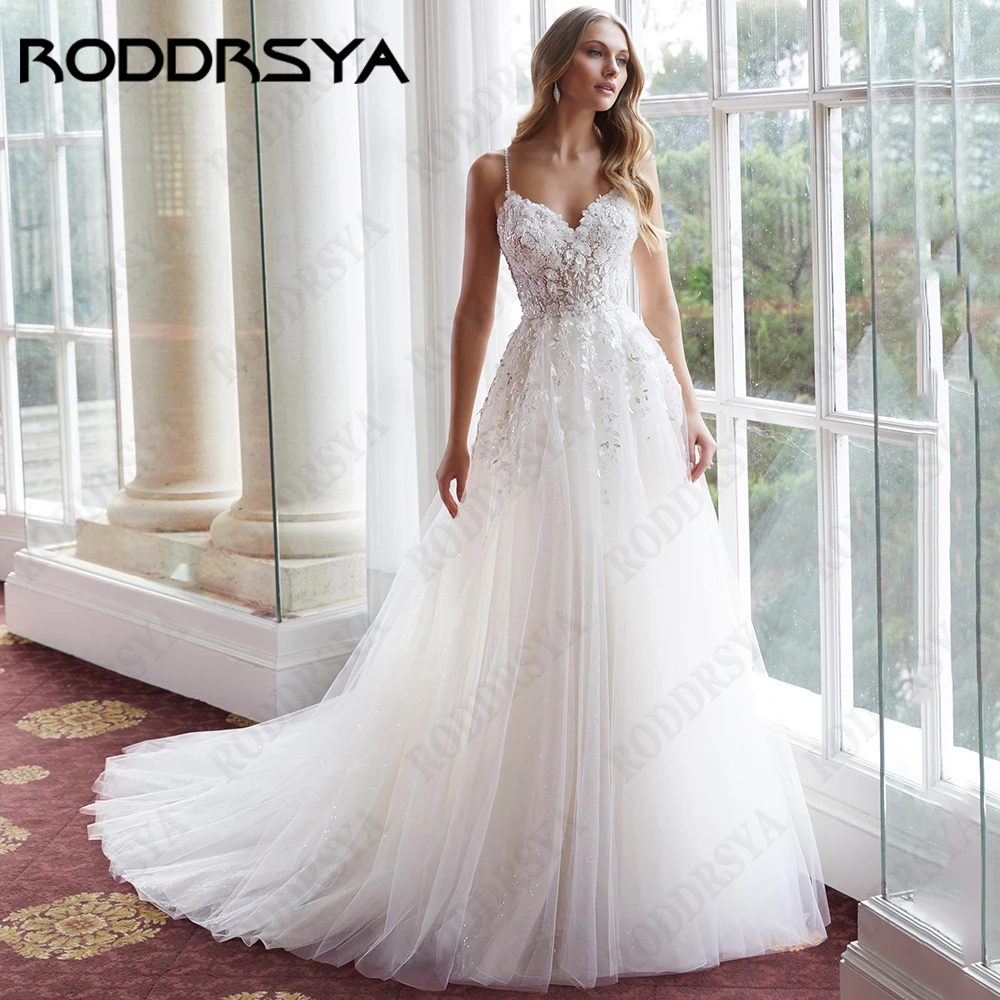 Top Trends: RODDRSYA Sexy Spaghetti Straps Backless Wedding Dress Elegant V-Neck Civil Bride Party Romantic Tulle A-line Vestido De Noiva Shoppable Styles