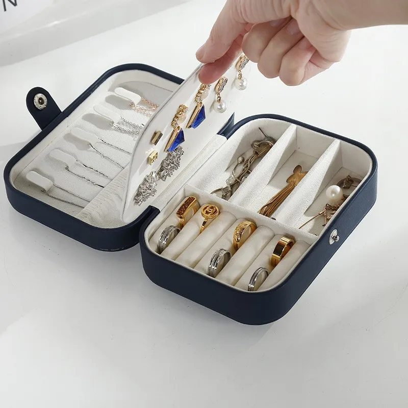 Top Trends: Portable Jewelry Box Jewelry Organizer Display Travel Jewelry Case Boxes Display Holder Button Leather Storage Zipper Jewelers Shoppable Styles - Image 3