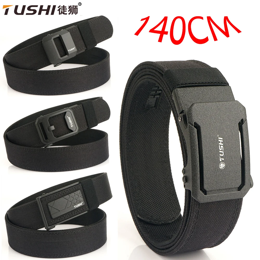 Top Trends: TUSHI 140CM Mens Military Tactical Belt Tight Sturdy Nylon Heavy Duty Hard Belt For Male Outdoor Casual Belt Automatic Waistband Shoppable Styles