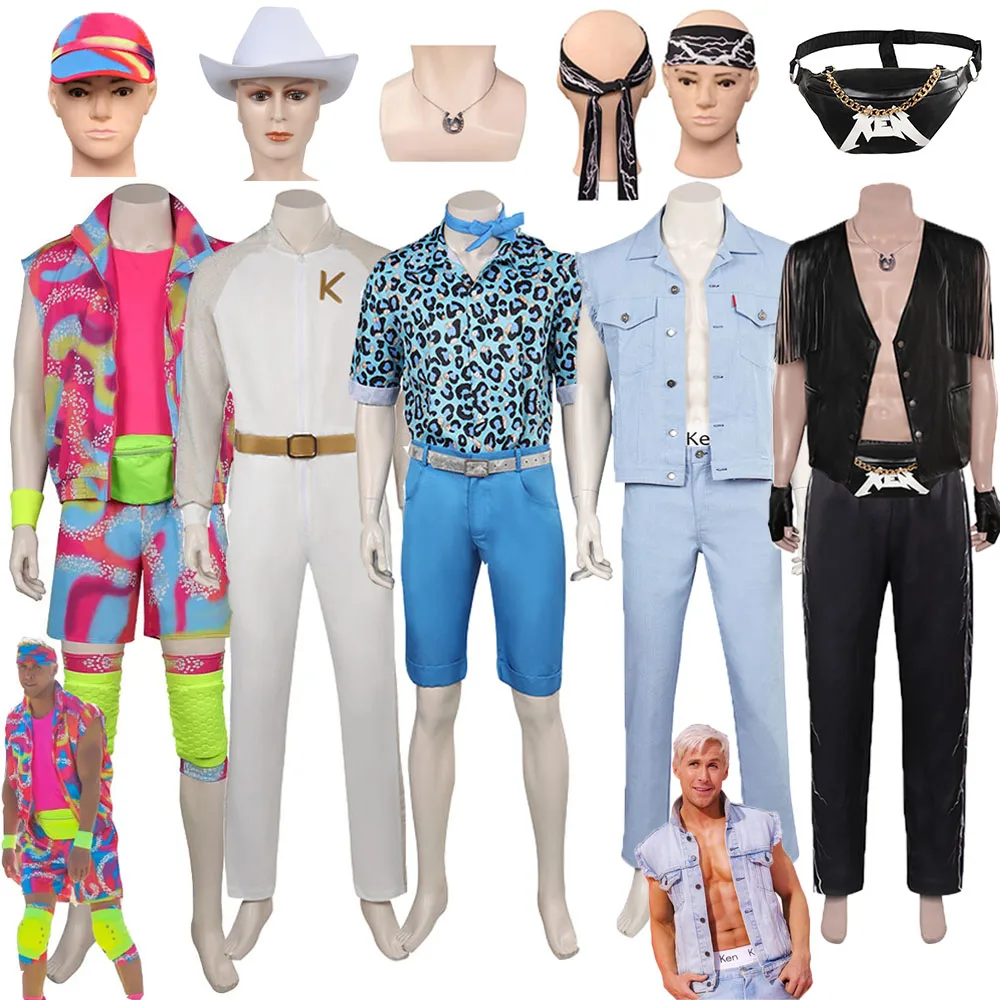 Top Trends: Barbier Ken Cosplay Clothes Costume Men Outfits Tops Shorts Vest Bag Male Summer Beachwear Boy Fashion Halloween Party Suits Shoppable Styles