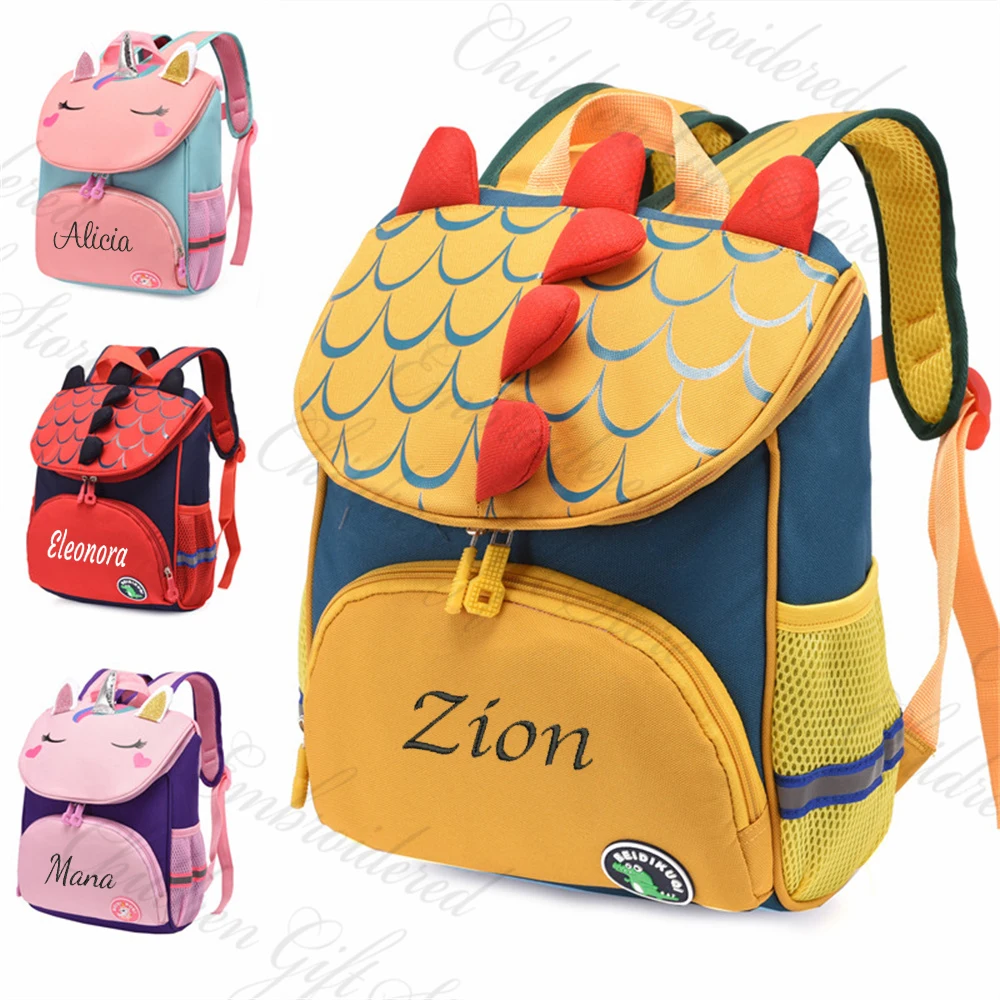 Top Trends: New Kindergarten Backpack For Boys And Girls Personalized Name Primary School Dinosaur Book Bag Can Embroidery Name Outdoor Bags Shoppable Styles