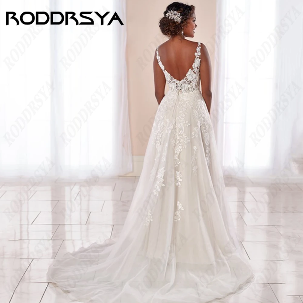 Top Trends: RODDRSYA Boho Wedding Dresses 2023 Spaghetti Straps A-Line Applique Bride Gowns Sexy Backless Sleeveless Tulle Robe De Mariée Shoppable Styles - Image 4