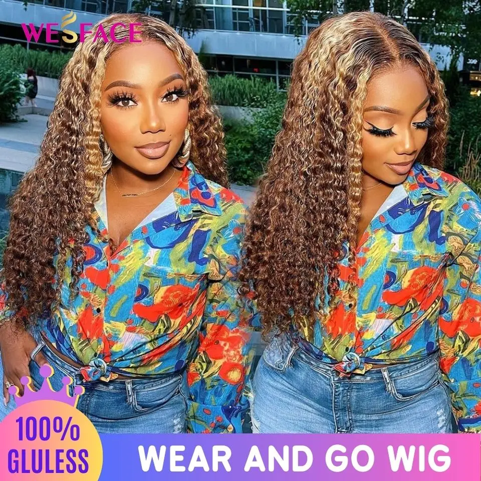 Top Trends: Highlight Curly Lace Front Human Hair Wig Ombre Honey Blond HD Lace Frontal Wigs Pre Cut Glueless Wig Human Hair Ready To Wear Shoppable Styles