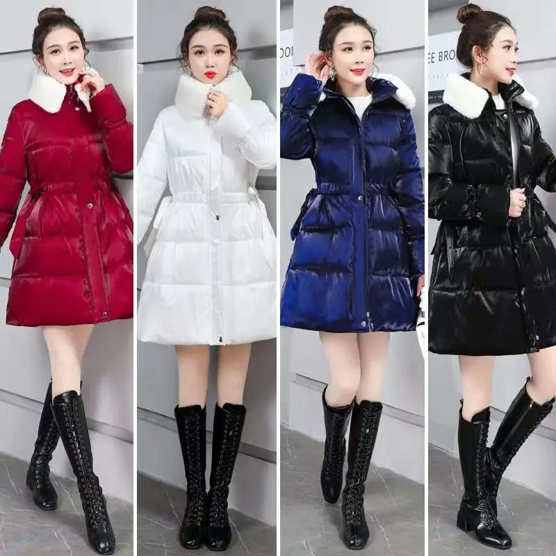 Top Trends: Fdfklak Winter Cotton Jacket Korean Slim Large Fur Collar Thickened Medium Long Ladies Wear Cotton Jacket Female Outwear Parkas Shoppable Styles