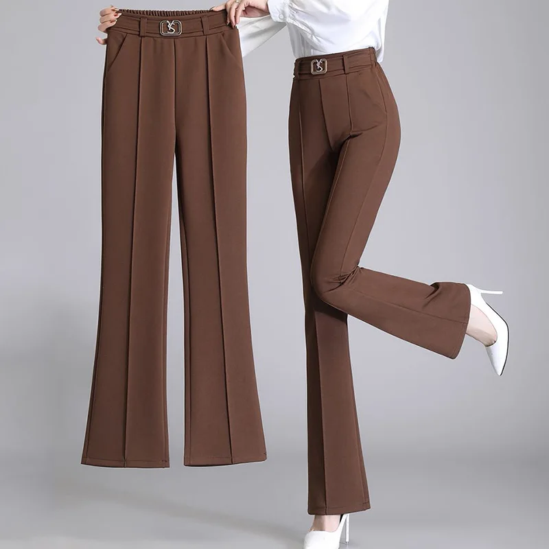 Top Trends: Fashion Loose Elastic High Waist Solid Color Pants Women&#039;s 2023 Autumn New Oversized Office Lady Commute All-match Casual Pants Shoppable Styles