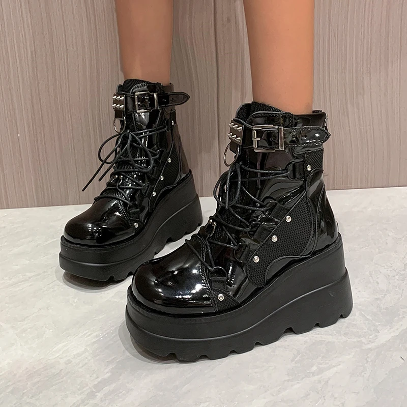 Top Trends: Women's Boots 2022 Autumn Women Ankle Boots Platform Wedges High Heels Short Boots New Fashion Design Zip Cosplay Shoes Of Women Shoppable Styles