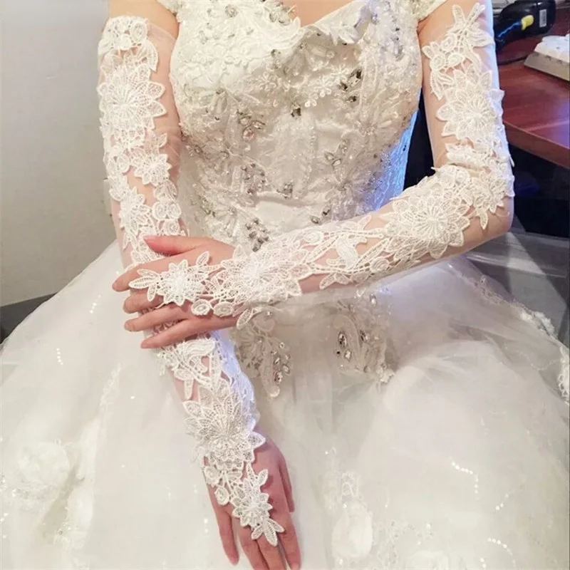 Top Trends: Bride Hollow Lace Wedding Gloves Lengthened Bridal Gloves White Ivory Fingerless Long Wedding Accessories Shoppable Styles