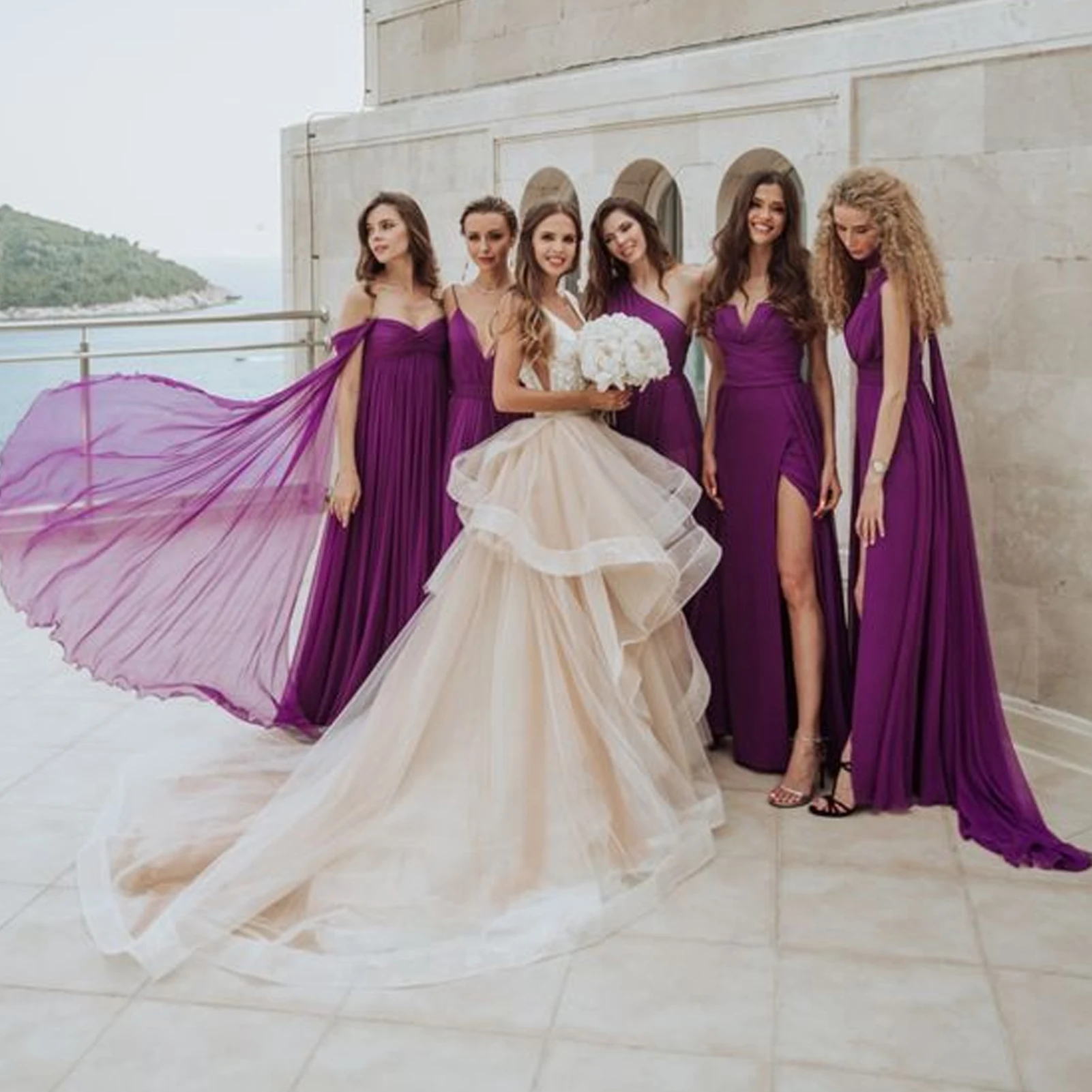 Top Trends: Sexy Purple Chiffon Bridesmaid Dresses Elegant Mermaid Multi Way Wedding Party Gown Sleeveless Floor-Length Custom For Women Shoppable Styles