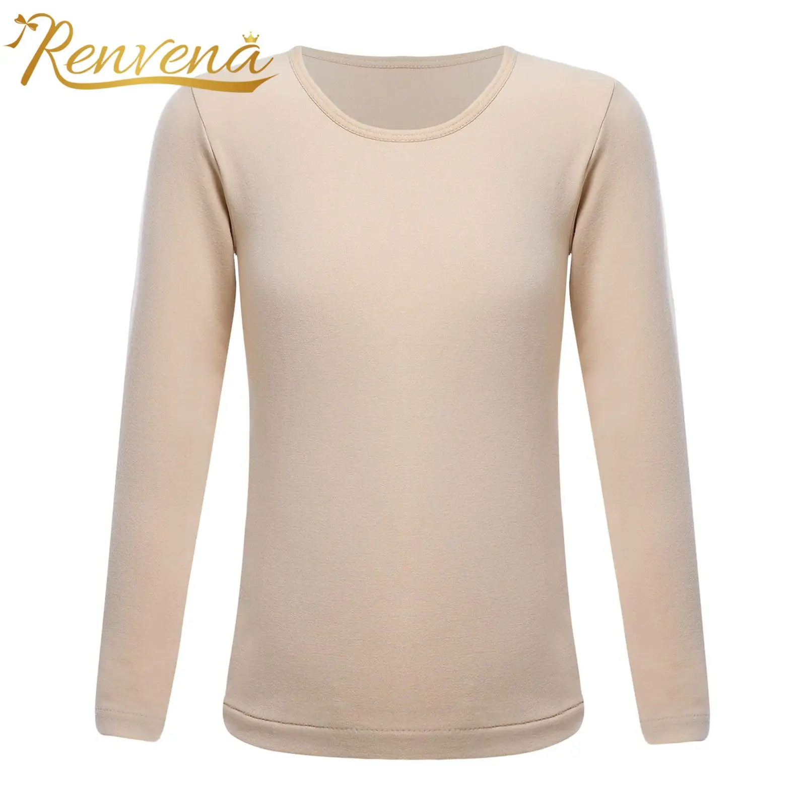 Top Trends: Kids Girls Thermal Underwear Tops Stretchy Solid Color Round Neck Long Sleeve T-shirt Base Shirt Tops For Ballet Dance Training Shoppable Styles