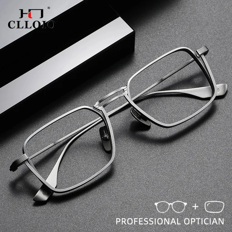 Top Trends: CLLOIO Pure Titanium Blue Light Blocking Men Reading Glasses Handmade Myopia Eyeglasses Frames Photochromic Prescription Eyewear Shoppable Styles