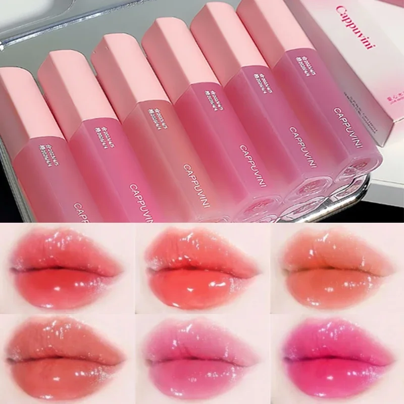 Top Trends: Mirror Water Lip Glaze Pink Love Heart Moisturizing Sexy Red Lip Tint Liquid Lipstick Makeup Longlasting Non-stick Cup Lip Gloss Shoppable Styles