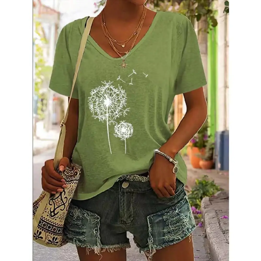 Top Trends: Women Dandelion T-shirts Fashion Apparel Cartoon Clothes 3D Print Short Sleeve Spring Summer Female Tee Graphic T-shirt Ladies Shoppable Styles