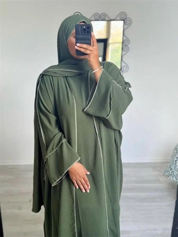 Top Trends: Ramadan Kimono 3 Piece Abaya Set Turkey Islam Arab Muslim Sets Hijab Dress Khimar Jalabiya For Women Robe Femme Musulmane Kaftan Shoppable Styles - Image 4