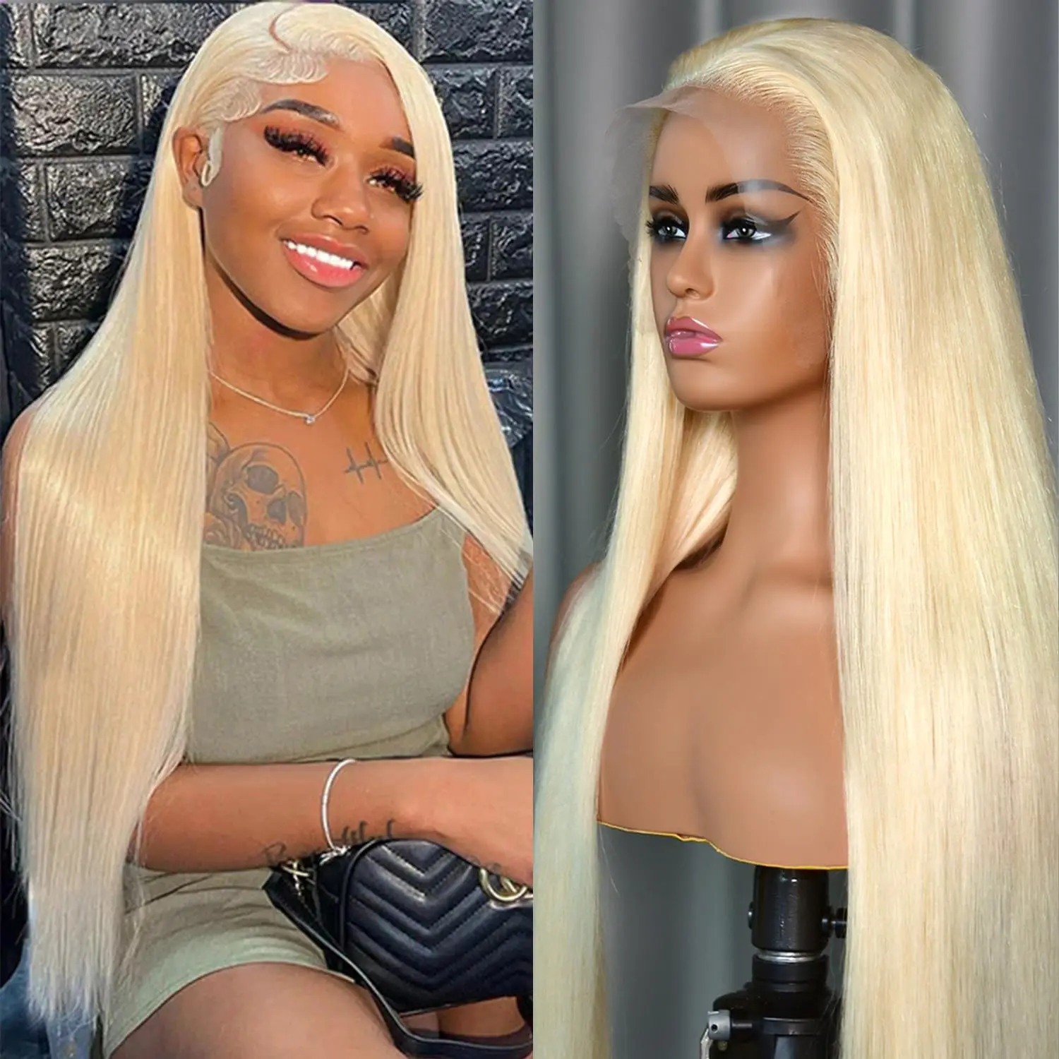 Top Trends: 613 Straight 13x4 Lace Front Human Hair Wigs For Women 180 Density Remy Hair 613 Honey Blonde Color 13x4 HD Lace Frontal Wigs Shoppable Styles