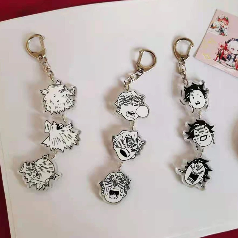 Top Trends: Demon Slayer Kimetsu No Yaiba Acrylic Keychain Kamado Tanjirou Hashibira Inosuke Anime Long Pendant Keyring Cosplay Accessories Shoppable Styles