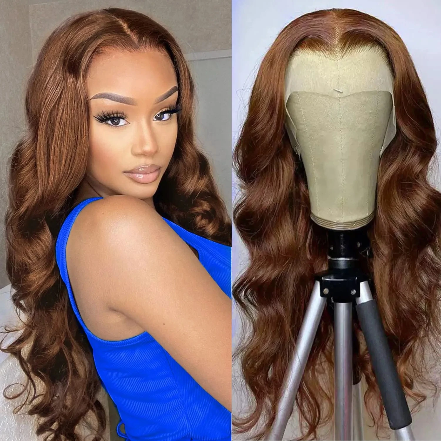 Top Trends: Sleek Chocolate Brown Color 4 # Brazilan Body Wave Lace Frontal 13x5 Human Hair Wigs HD Lace Transparent Wig Natural Glueless Shoppable Styles