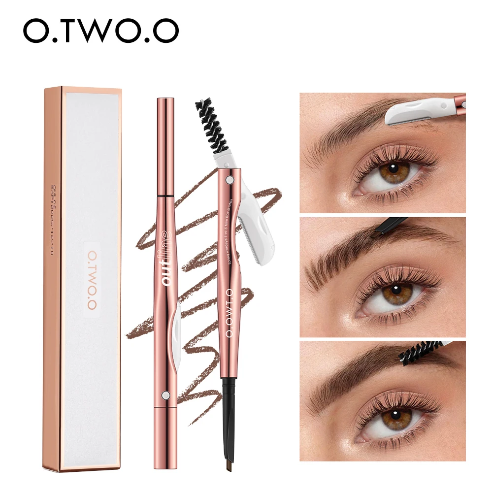 Top Trends: O.TWO.O Eyebrow Pencil 3 In 1 24 Hours Waterproof Long Lasting 4 Colors Brown With Eyebrow Trimmer Cosmetics Makeup Brow Pencil Shoppable Styles