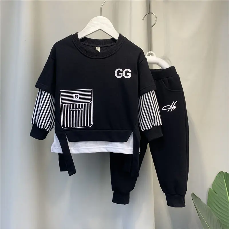 Top Trends: New Boys Clothing Sets Children Stripe Baby Long Sleeve Sweater And Pants Suit Sweatshirt Trousers Outfits Kids Sport Suit Shoppable Styles