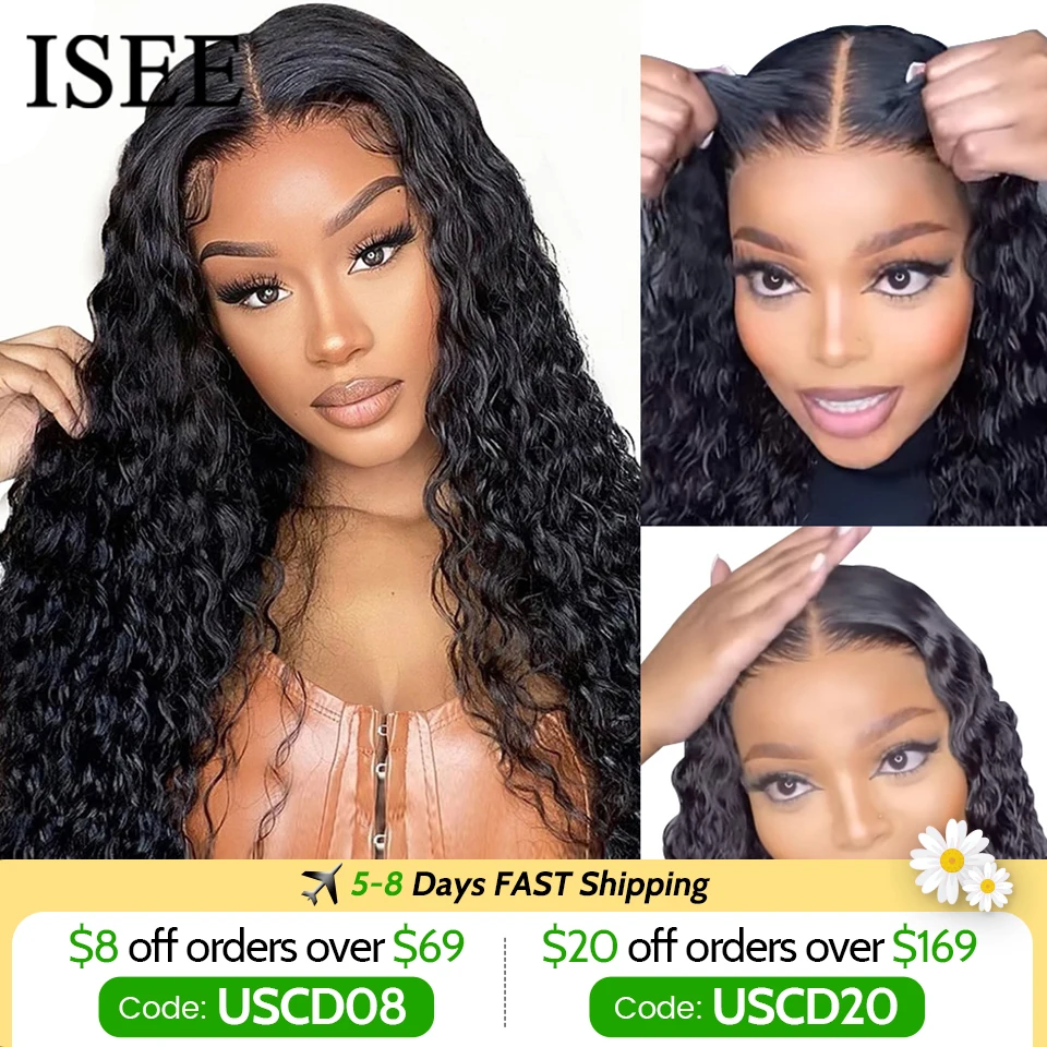 Top Trends: Wear Go Wig ISEE Hair Mongolian Water Wave 6x4 Glueless Preplucked Human Wigs Ready To Go Pre Cut Lace Easy Install HD Lace Wigs Shoppable Styles