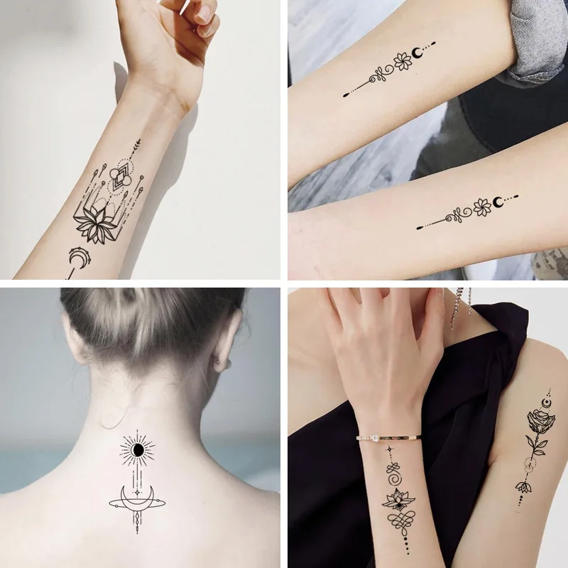 Top Trends: 10 / 30pcs Small Fresh Geometric Tattoo Stickers Creative Fashion Cool Aesthetic Art Tattoo Stickers Finger Neck Tattoo Stickers Shoppable Styles