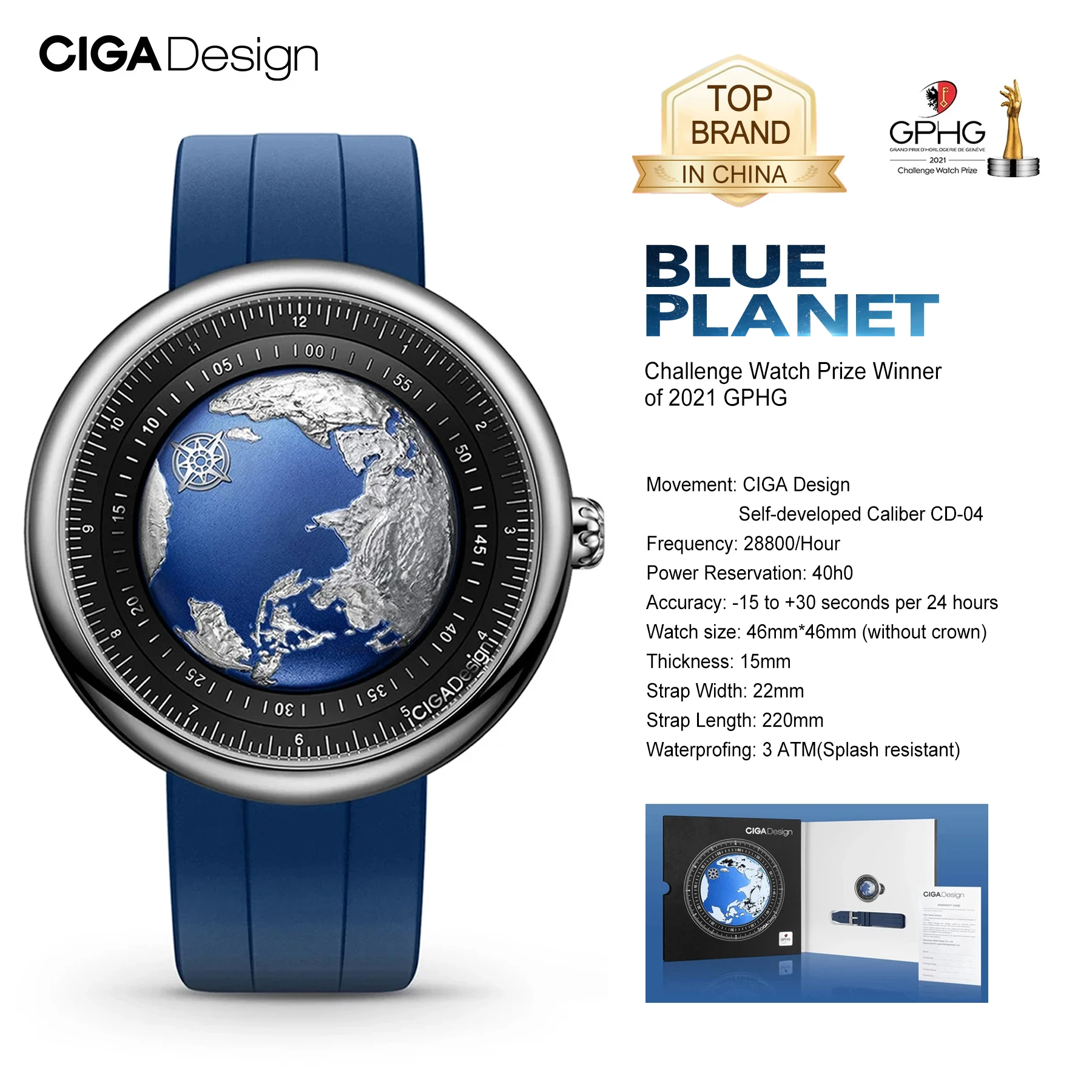 Top Trends: CIGA Design Blue Planet Mechanical Automatic Watch For Men Women U Series Luxury Stainless Steel / Titanium Case Wrist Watches Shoppable Styles