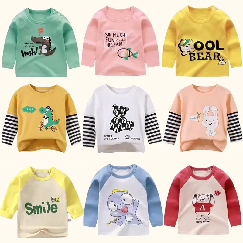 Top Trends: Children's Clothing Boys Girls T-Shirt Kids Clothes Cartoon Tops Long Sleeve Baby Clothing Autumn Winter Cotton Print Sweatshirt Shoppable Styles