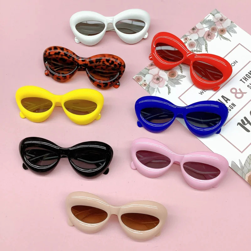 Top Trends: New Cat Eye Candy Color Kids Sunglasses Boys Fashion Brand Designer Oval Lens Shades UV400 Girls Yellow Pink Y2k Sun Glasses Shoppable Styles