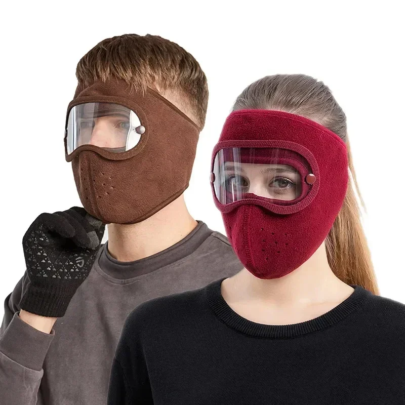 Top Trends: Windproof Face Warm Mask Winter Cap Ski Breathable Masks Fleece Face Shield Caps With HD Goggles Anti-fog Cycling Cap Balaclava Shoppable Styles