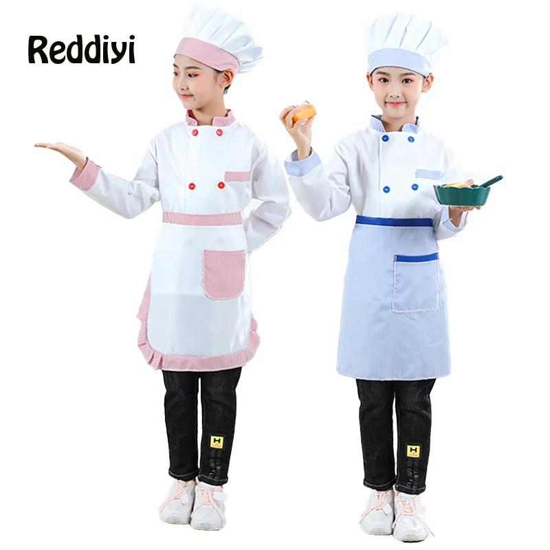 Top Trends: Kid Costume For Chef Uniform Jacket Hat Aprone Children Cosplay Kitchen Restaurant Clothes Performan0 Ce Boys Girls Cook Costume Shoppable Styles