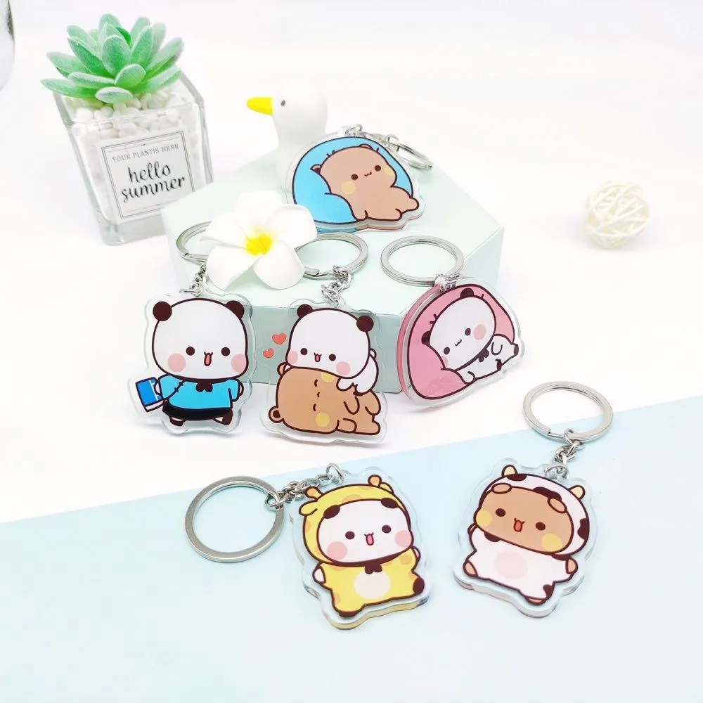 Top Trends: Cartoon Acrylic Expression Keychain Net Red Cute Couple Schoolbag Ornaments Cat Surrounding Stand Pendant Charm Keyring Gift Shoppable Styles