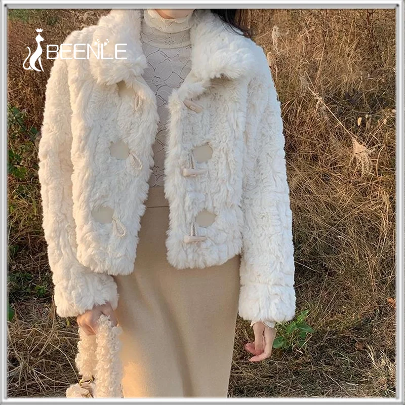 Top Trends: BEENLE Woman Warm Winter Jacket Spring Horn Button Fur Coats Thickened Plush Korean Fashion Casual Short Cardigan Women Clothing Shoppable Styles