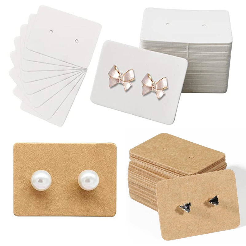 Top Trends: 50 / 100pcs 2.5x3.5cm Earrings Display Cards Ear Studs Card Paper Price Tag Cardboard For DIY Handmade Earring Jewelry Packaging Shoppable Styles