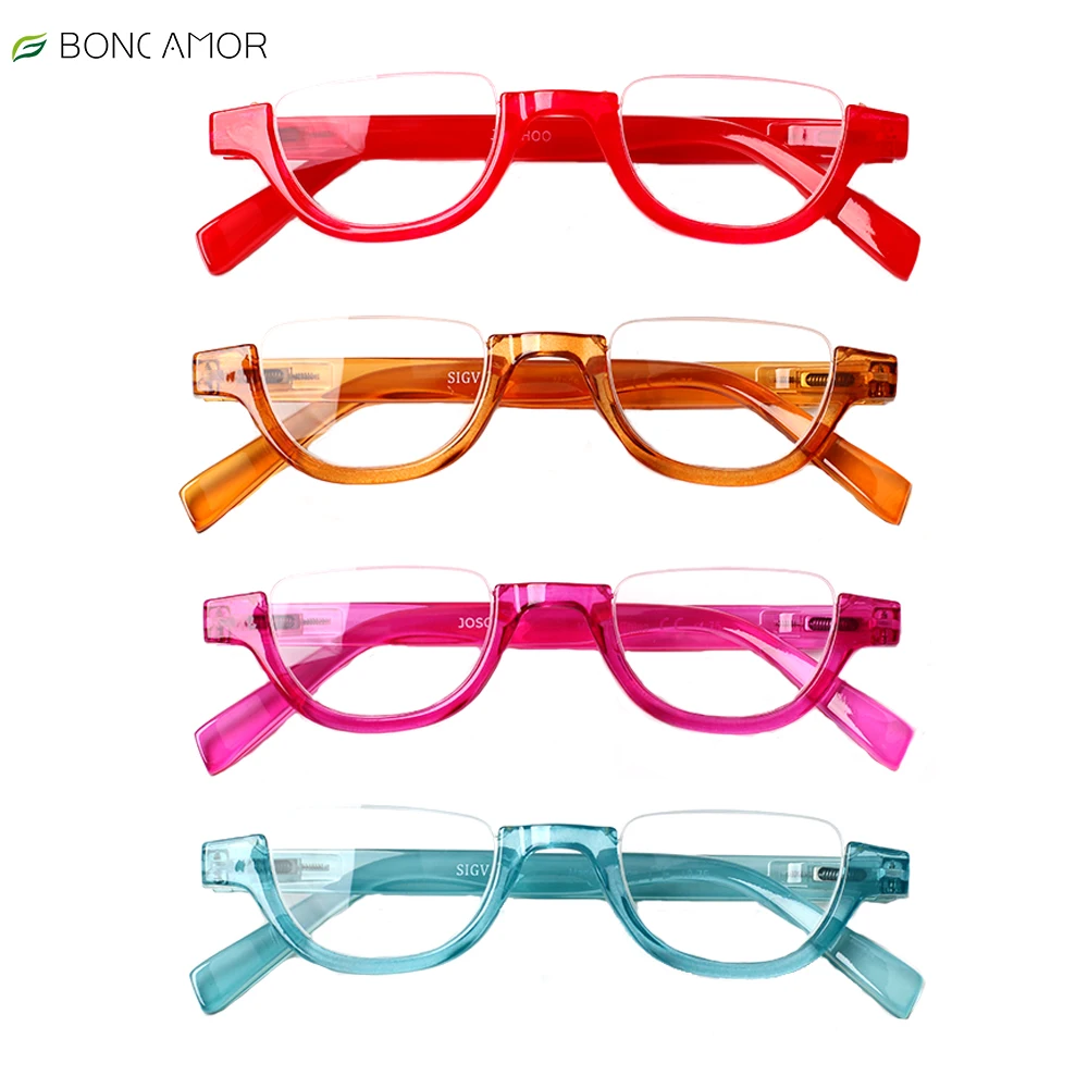 Top Trends: Boncamor Half Frame Round Reading Glasses For Women Spring Hinge High Quality HD Lenses Lightweight Prescription Eyewear 0-+ 6.0 Shoppable Styles